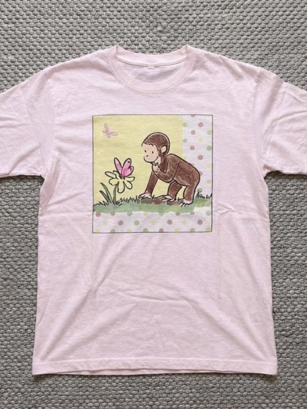 Gildan Light Pink Curious George Butterfly Graphic Tee